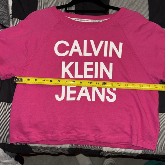 Calvin Klein Fuchsia Crop Top with White Logo - Picture 8 of 8
